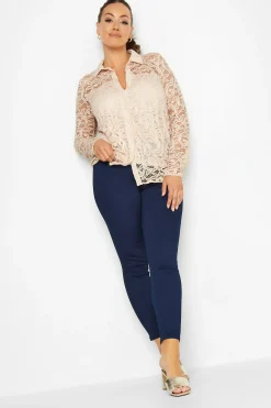 M&Co Womens Nude Pink Lace Shirt>Women Shirts