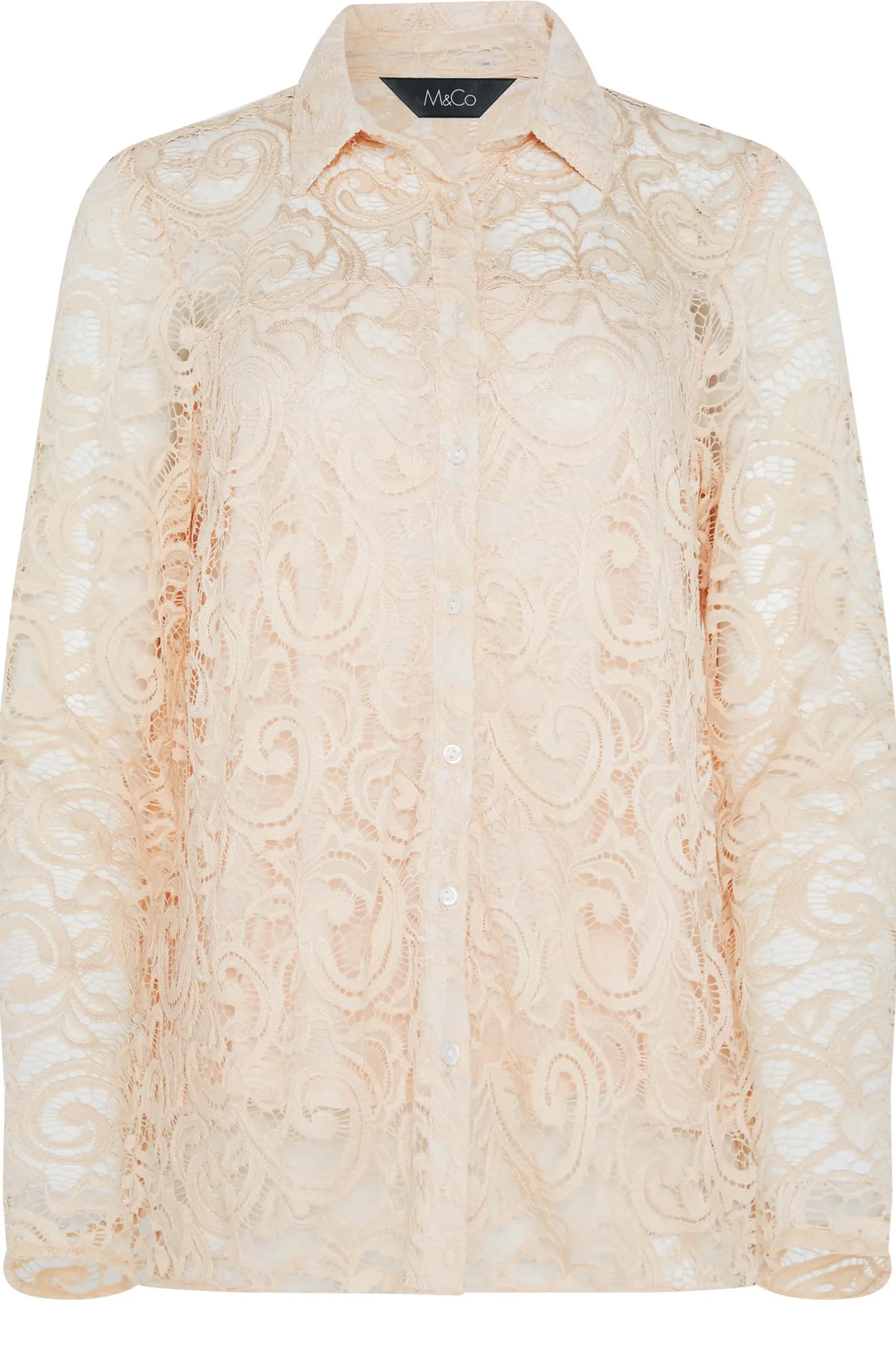 M&Co Womens Nude Pink Lace Shirt>Women Shirts