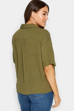 M&Co Womens Olive Green V-Neck Wrap Blouse><noscript><img width=