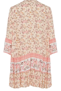 M&Co Womens Orange Floral Print Tiered Swing Dress><noscript><img width=