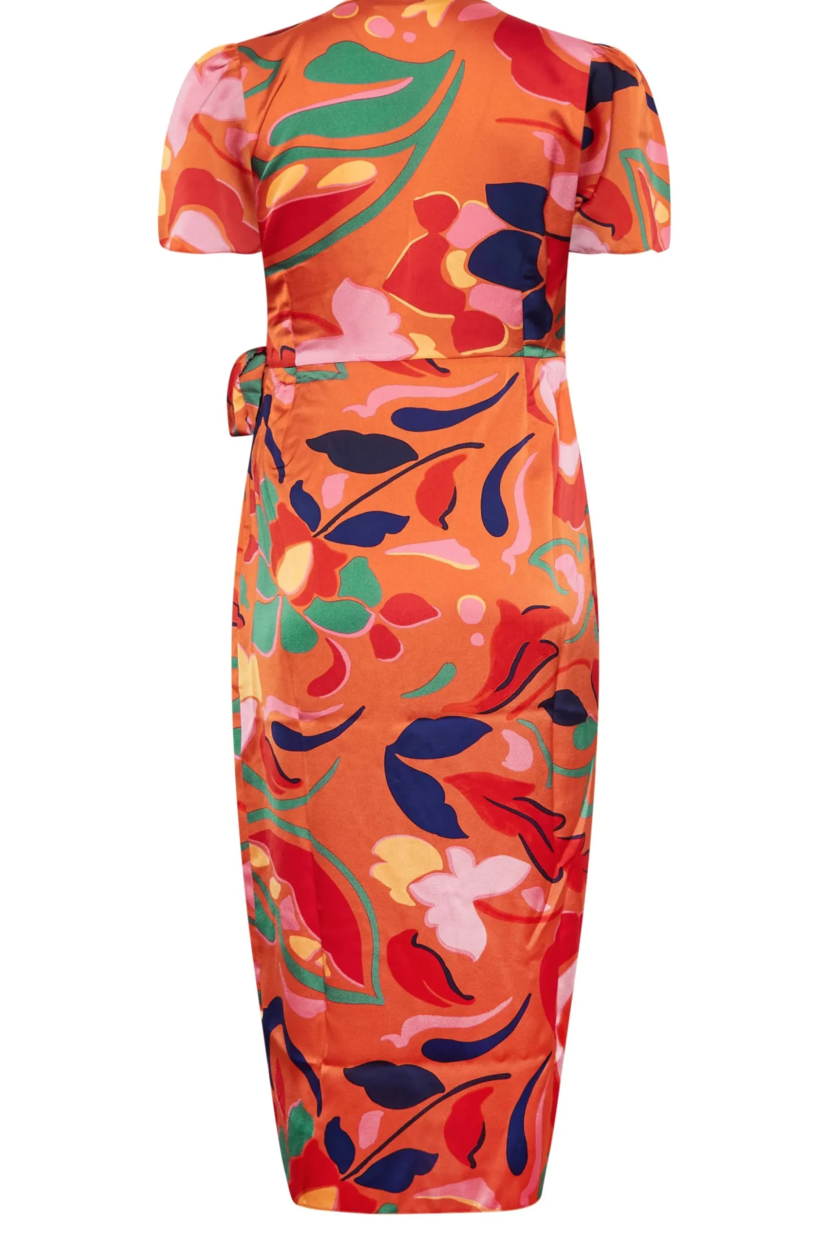 M&Co Womens Orange Floral Print Wrap Dress>Women Wedding Guest Dresses