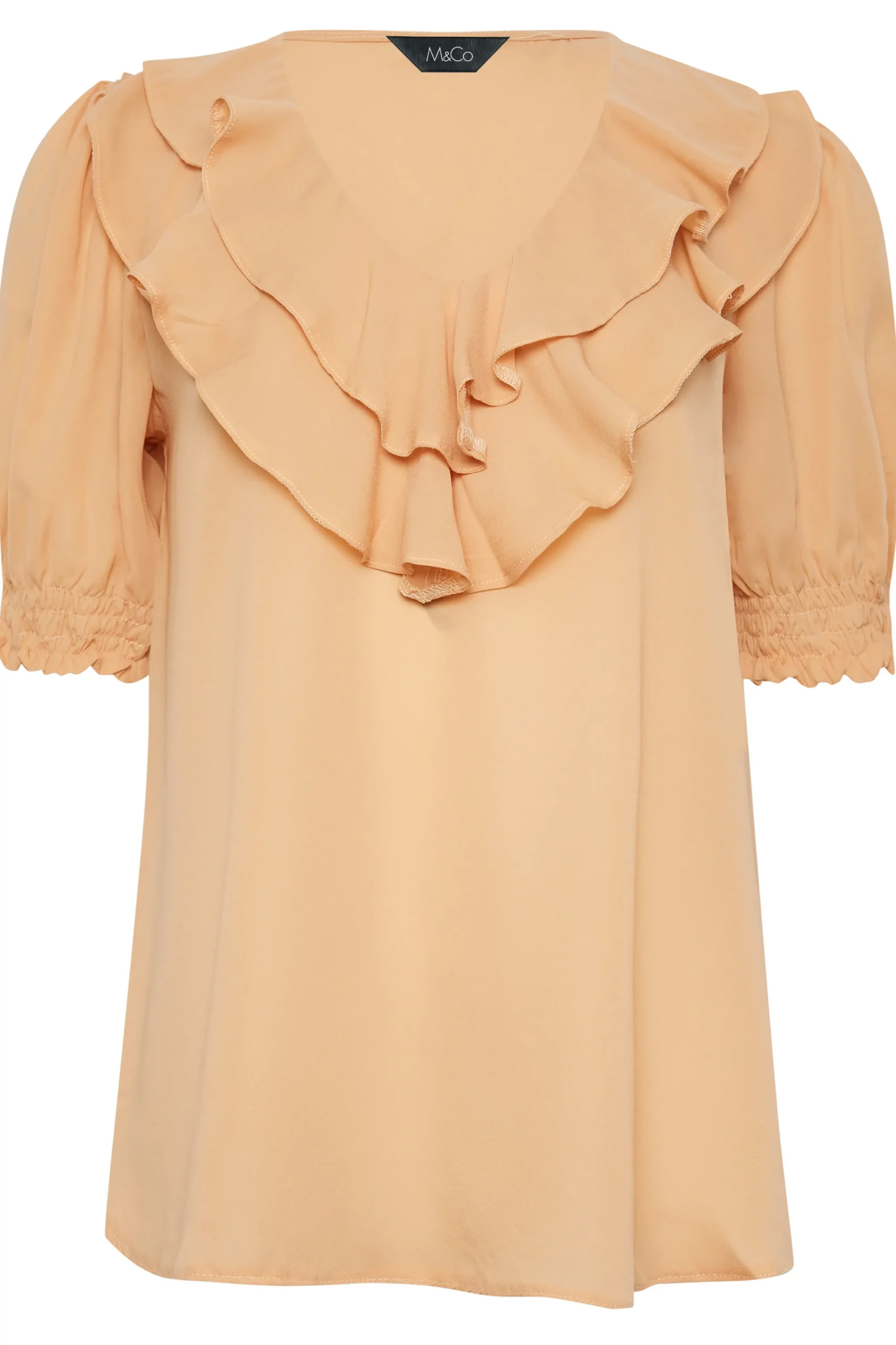 M&Co Womens Orange Frill Front Blouse>Women Short Sleeve Tops