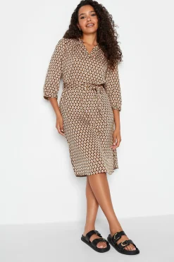 M&Co Womens Orange Geometric Print Tunic Dress>Women Shirt Dresses