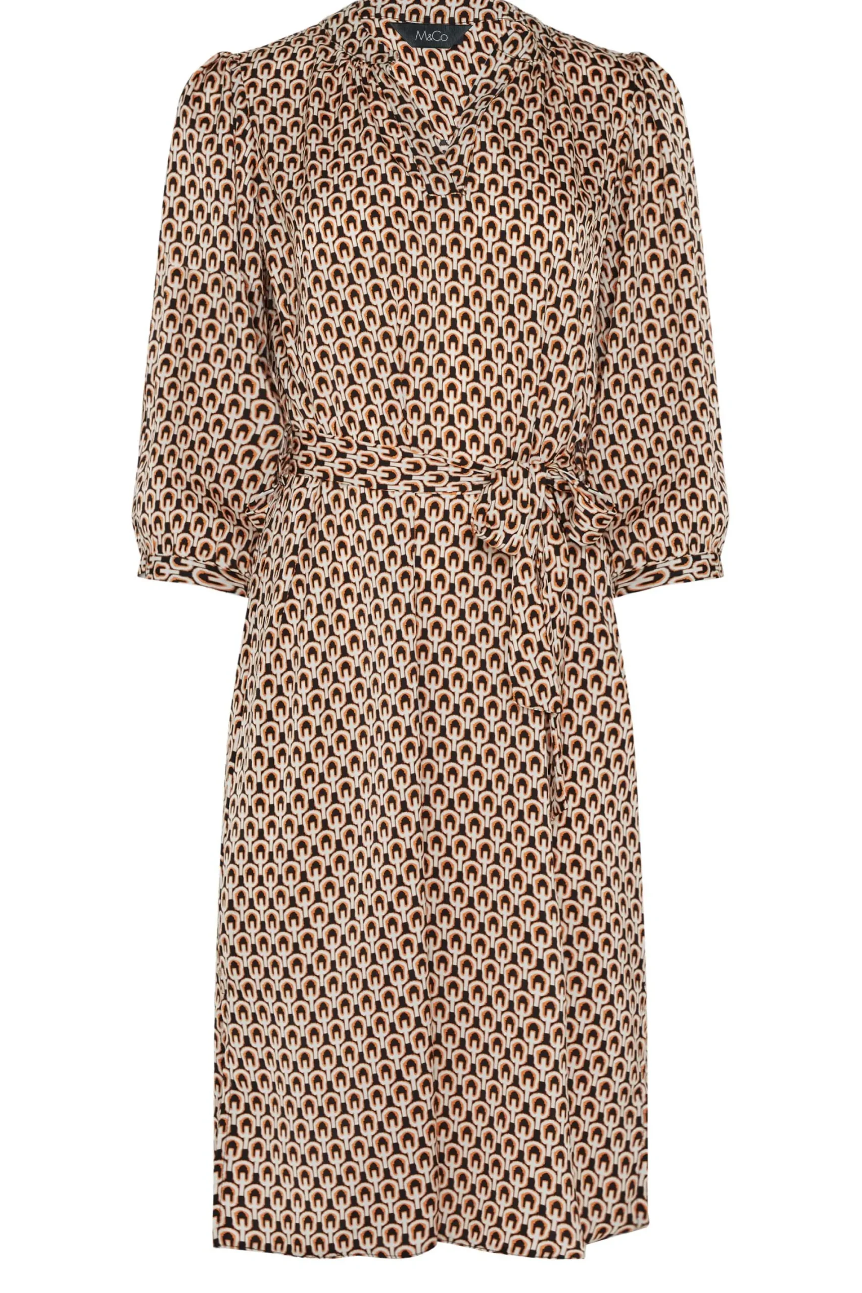 M&Co Womens Orange Geometric Print Tunic Dress>Women Shirt Dresses