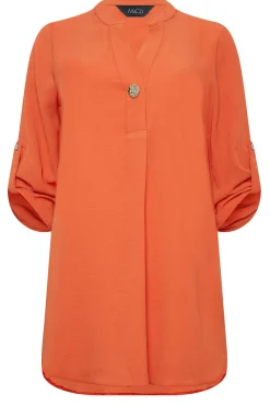 M&Co Womens Orange Long Sleeve Button Blouse><noscript><img width=