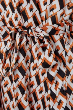 M&Co Womens Orange Satin Geometric Print Tunic Dress><noscript><img width=