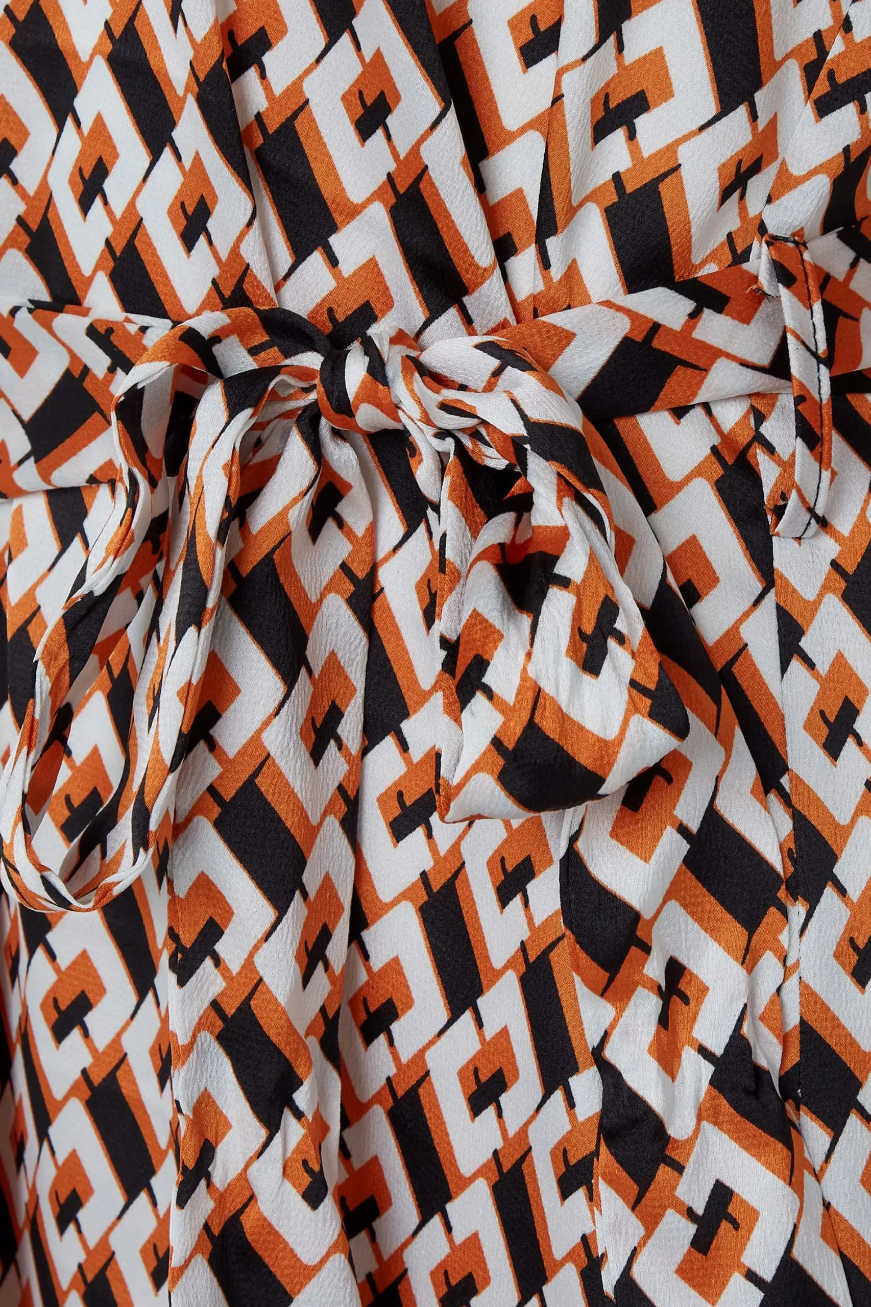 M&Co Womens Orange Satin Geometric Print Tunic Dress>Women Shirt Dresses