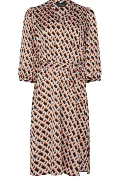 M&Co Womens Orange Satin Geometric Print Tunic Dress><noscript><img width=