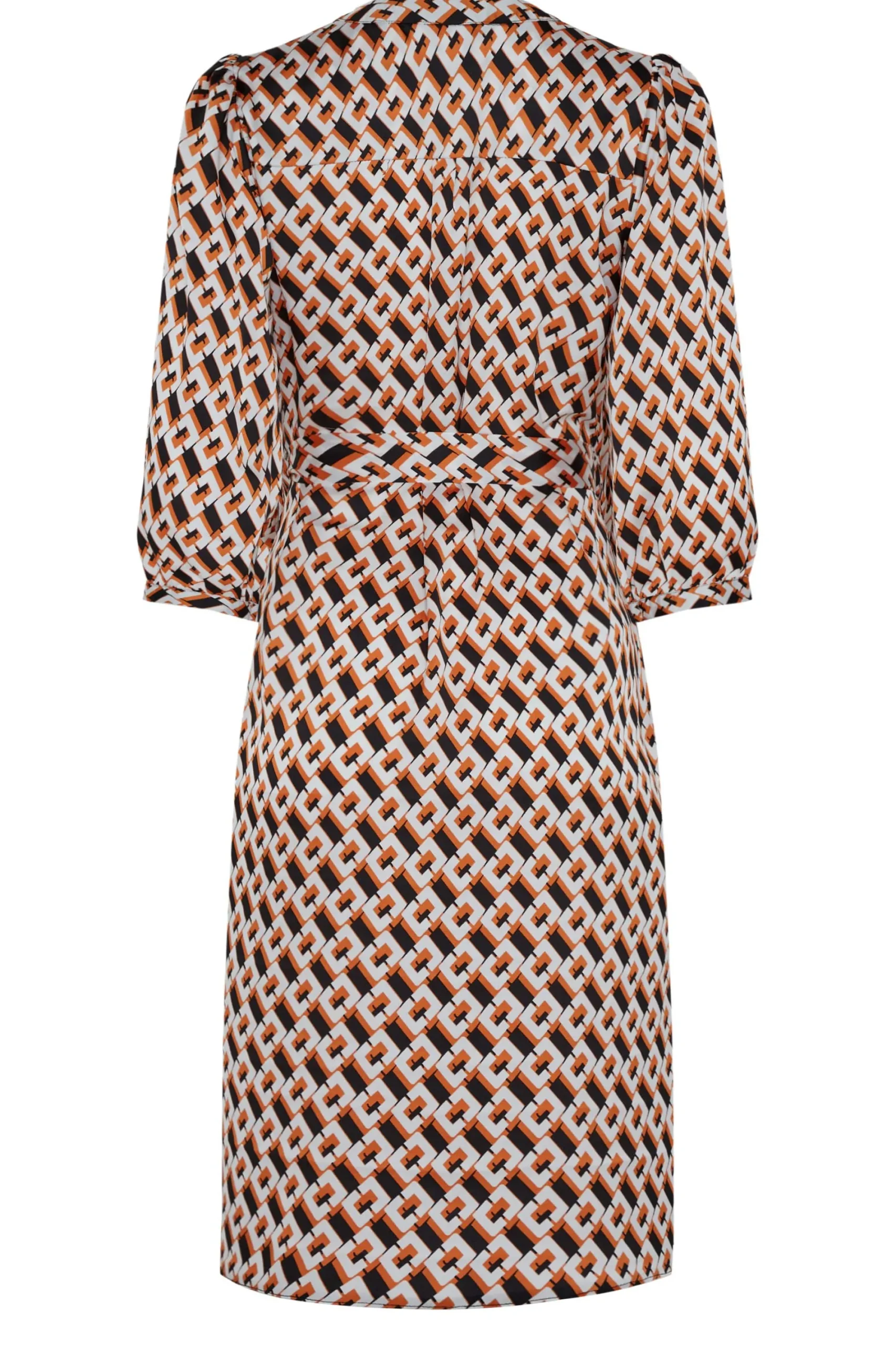 M&Co Womens Orange Satin Geometric Print Tunic Dress>Women Shirt Dresses