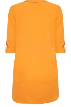 M&Co Womens Orange Statement Button Tab Sleeve Shirt><noscript><img width=