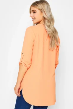 M&Co Womens Orange Statement Button Tab Sleeve Shirt><noscript><img width=