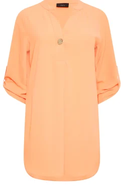 M&Co Womens Orange Statement Button Tab Sleeve Shirt><noscript><img width=