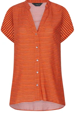 M&Co Womens Orange Stripe Grown On Sleeve Top><noscript><img width=