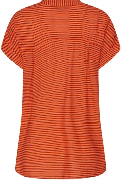 M&Co Womens Orange Stripe Grown On Sleeve Top><noscript><img width=