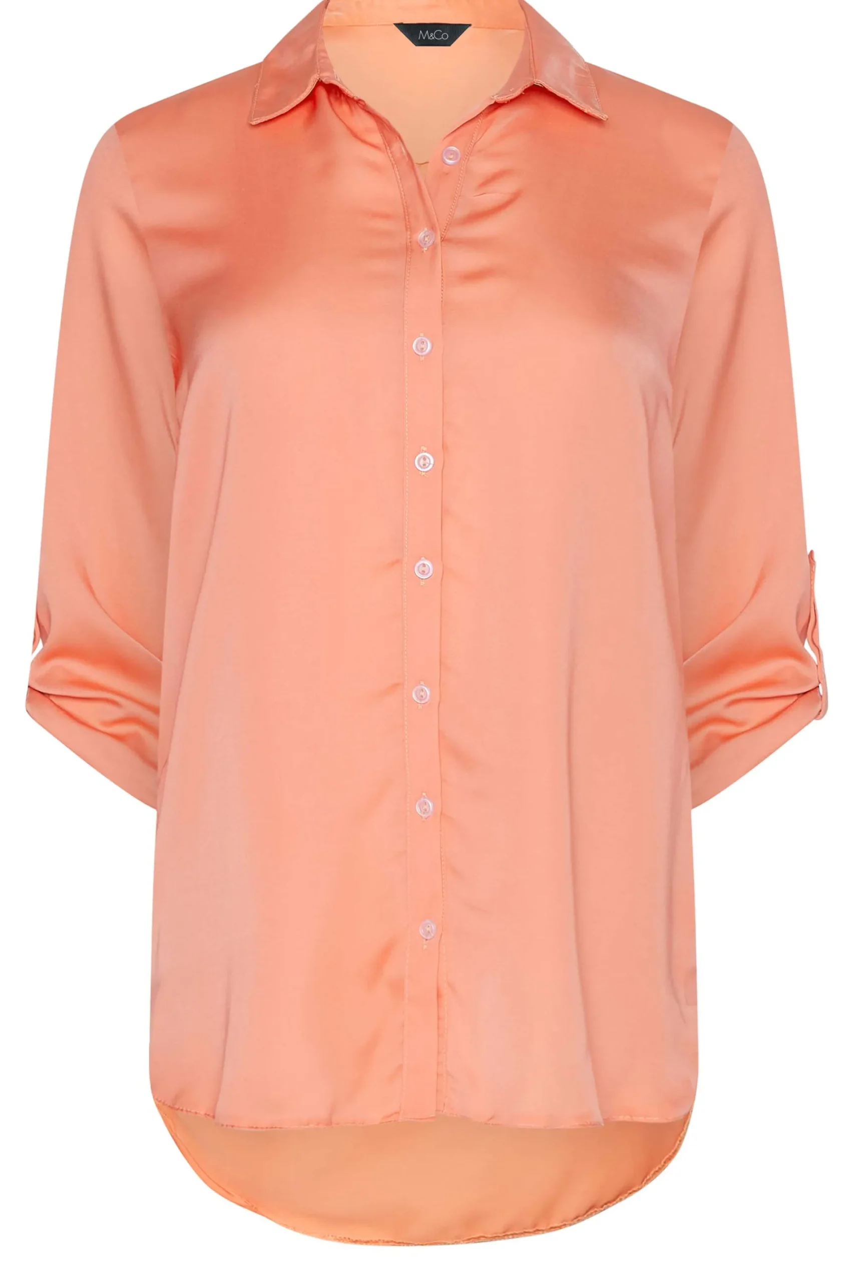 M&Co Womens Orange Tab Sleeve Shirt>Women Shirts