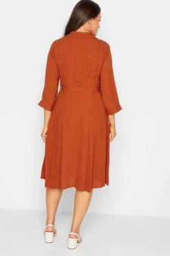 M&Co Womens Orange Tie Waist Button Through Shirt Dress><noscript><img width=