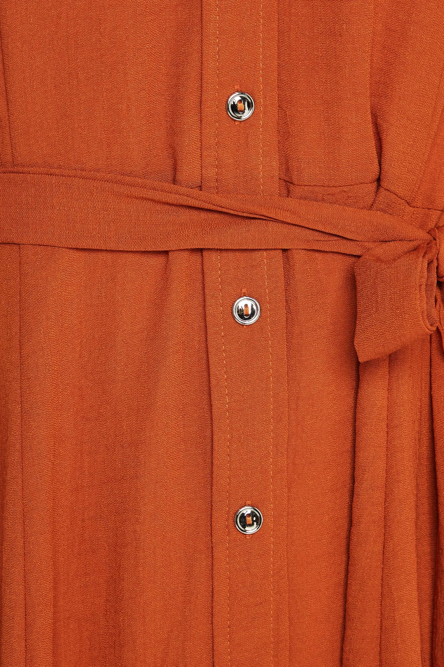 M&Co Womens Orange Tie Waist Button Through Shirt Dress>Women Wedding Guest Dresses