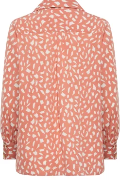 M&Co Womens Pink Brush Stroke Print Half Placket Shirt><noscript><img width=