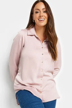 M&Co Womens Pink Button Through Tunic Shirt>Women Shirts