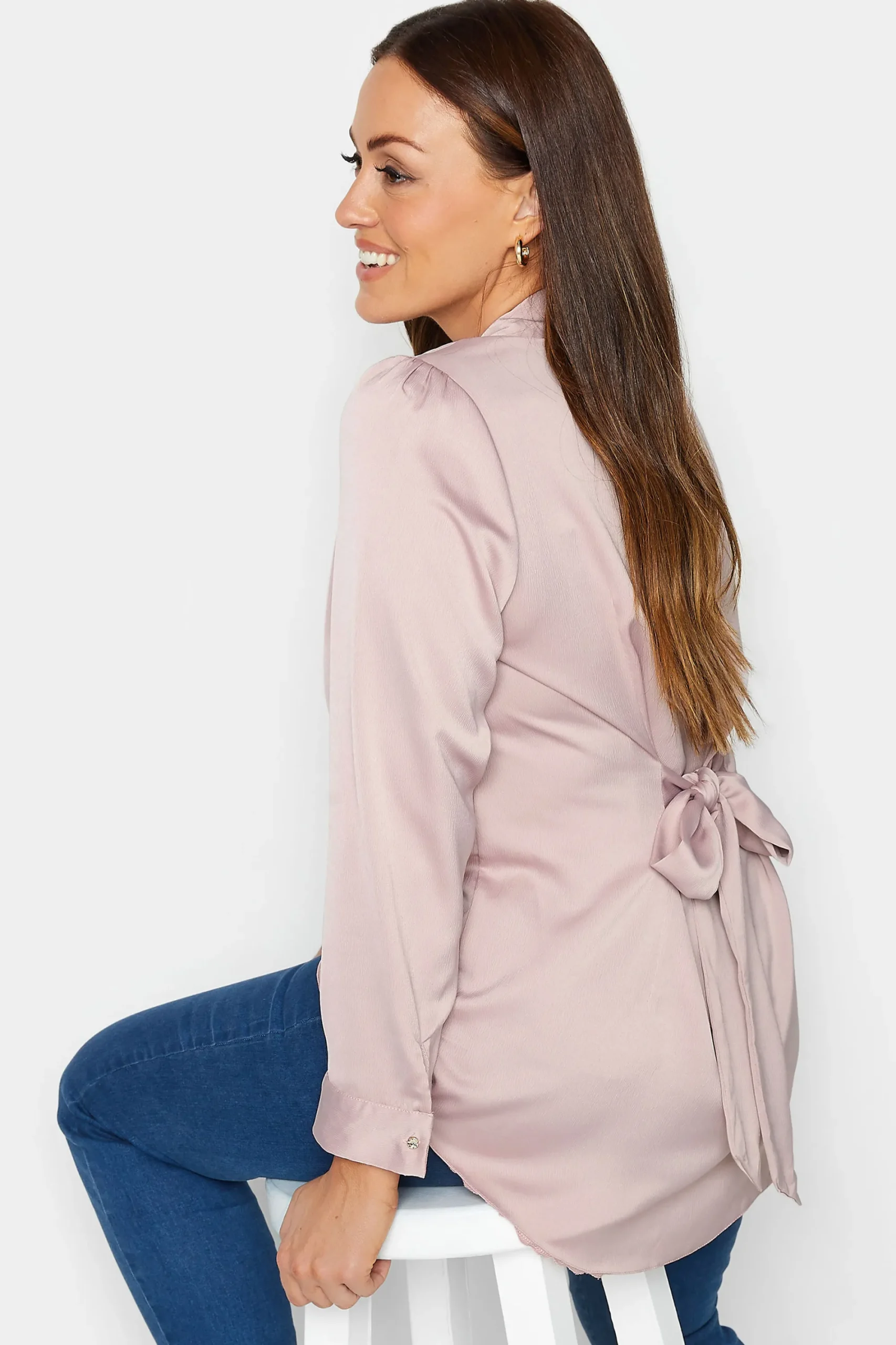 M&Co Womens Pink Button Through Tunic Shirt>Women Shirts
