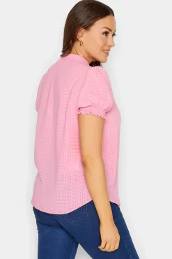 M&Co Womens Pink Check Frill Blouse><noscript><img width=