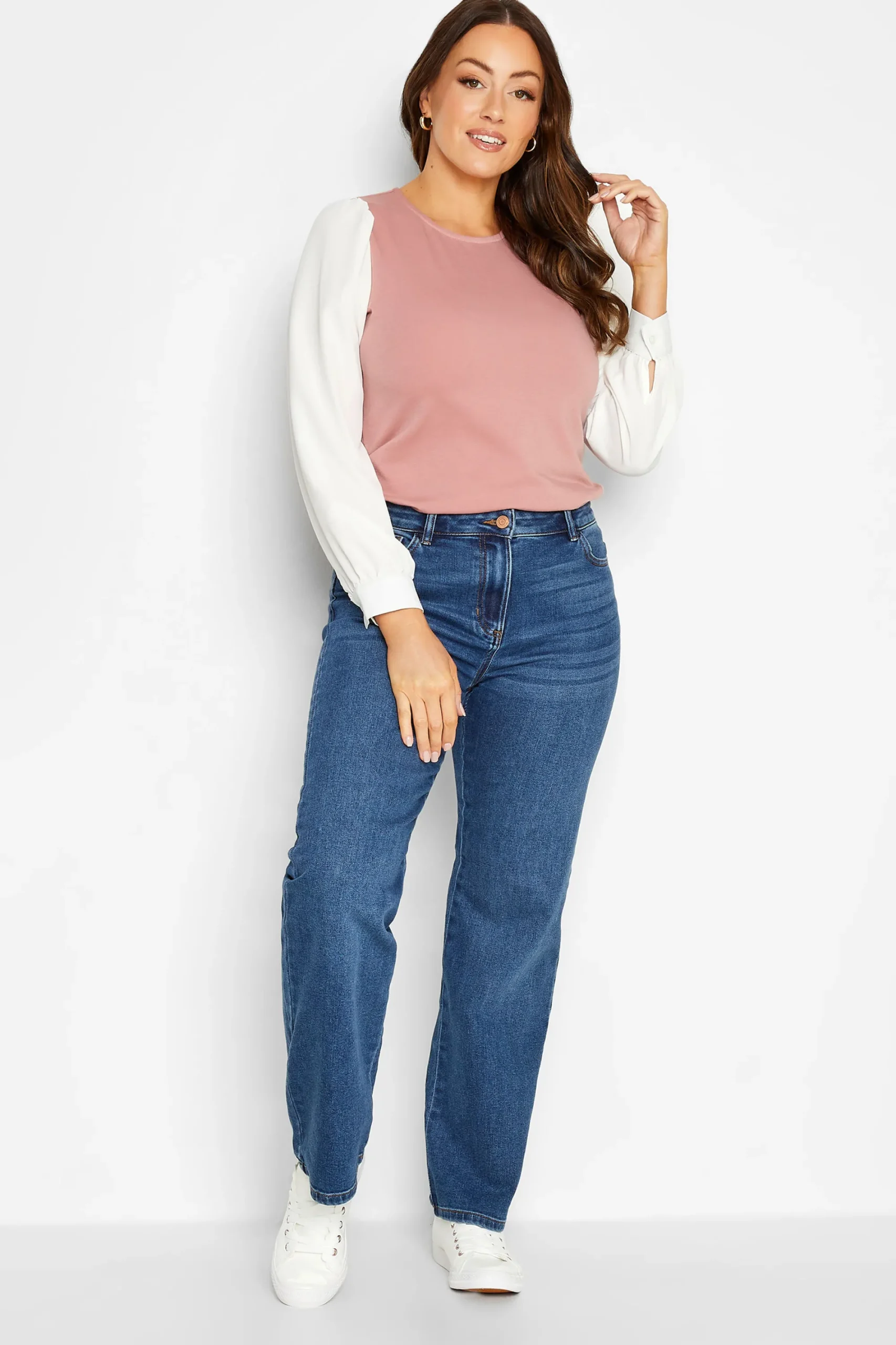 M&Co Womens Pink Contrast Long Sleeve Top>Women Shirts