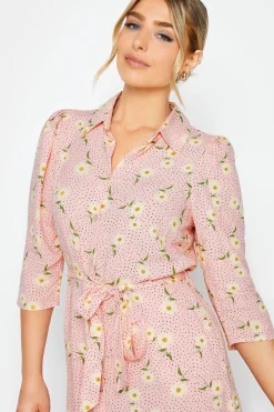 M&Co Womens Pink Ditsy Floral Midi Shirt Dress><noscript><img width=