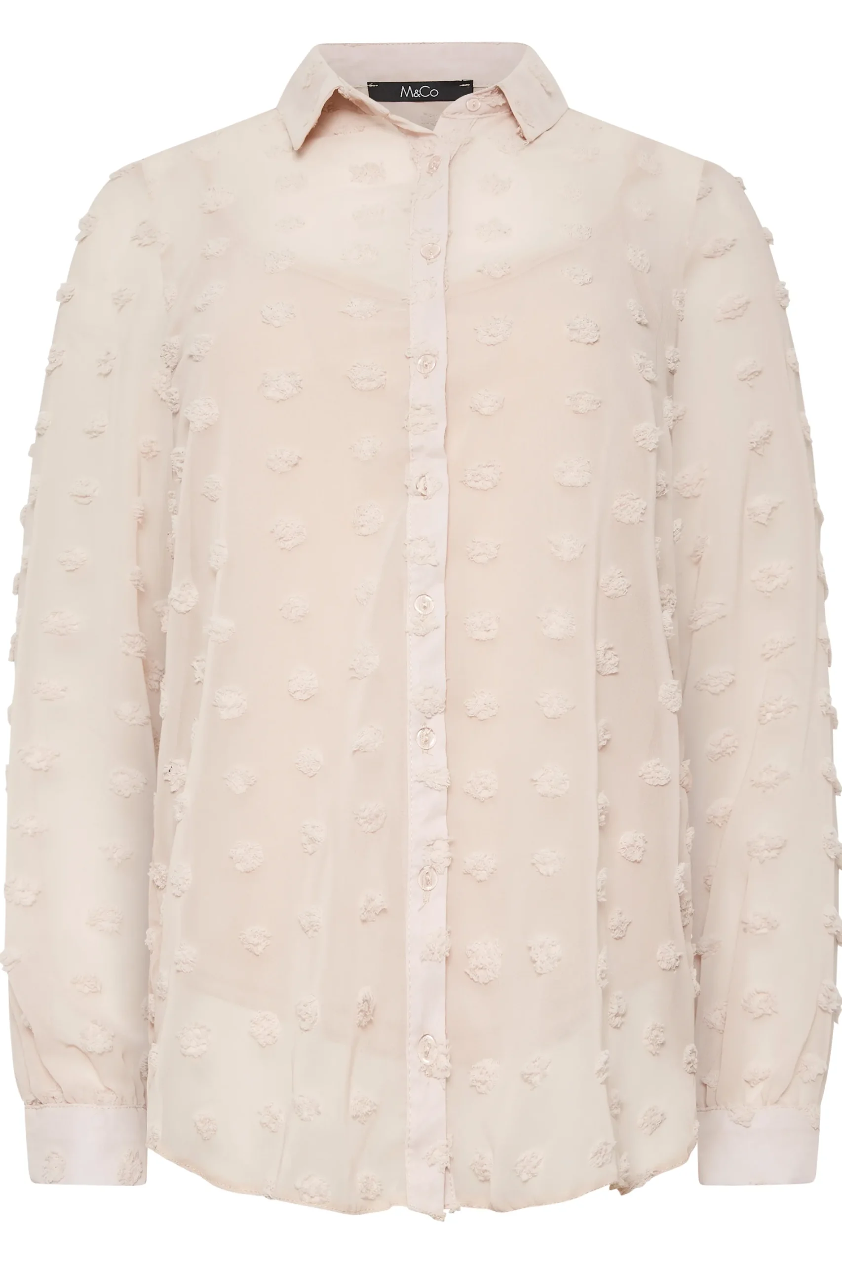 M&Co Womens Pink Dobby Spot Shirt>Women Shirts