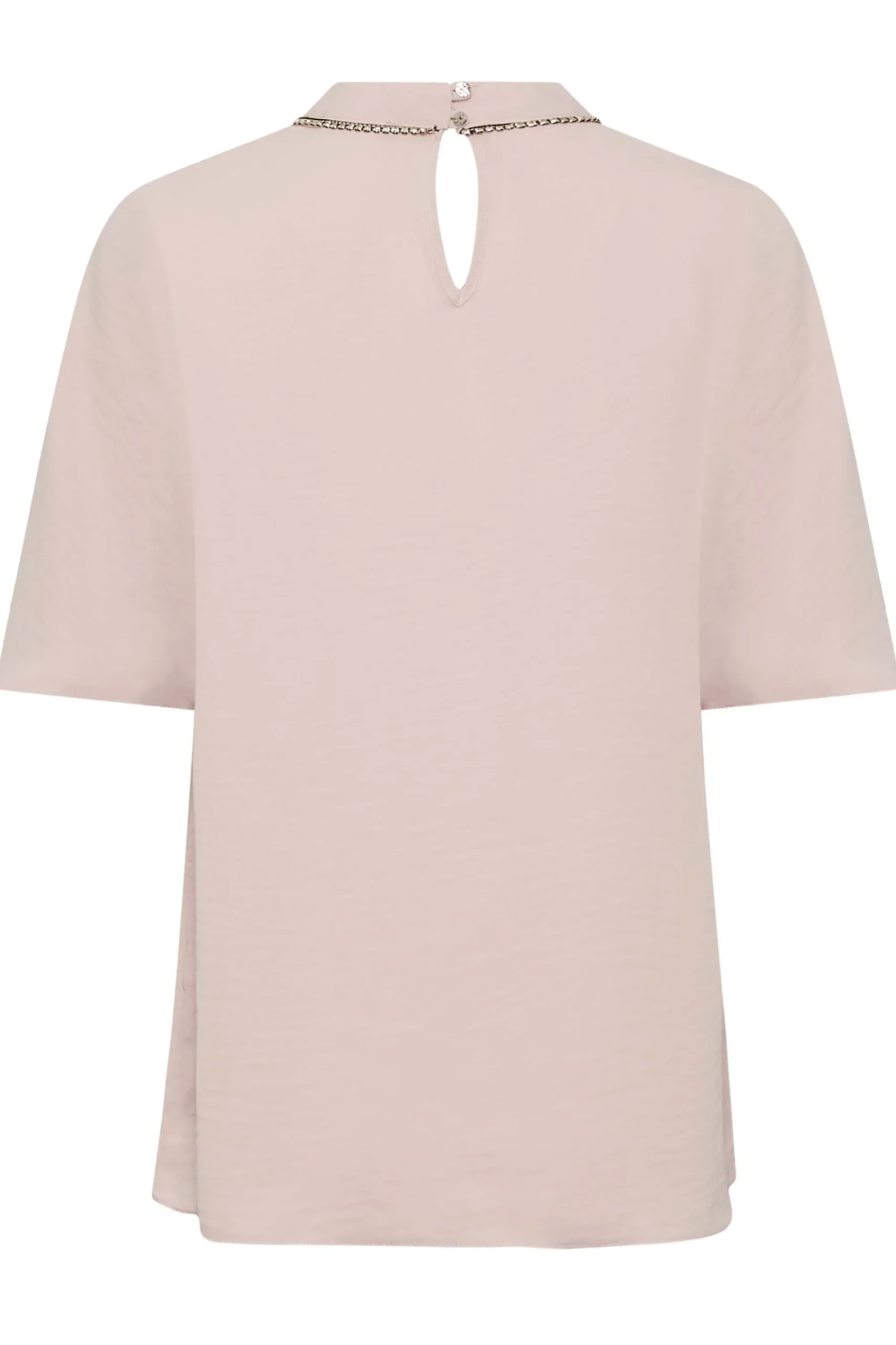 M&Co Womens Pink Embellished Neck Keyhole Blouse>Women Short Sleeve Tops