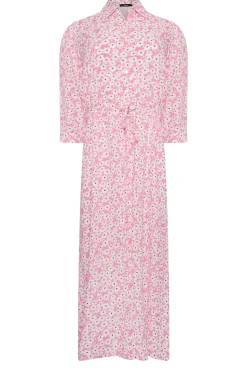 M&Co Womens Pink Floral Print Midi Shirt Dress><noscript><img width=