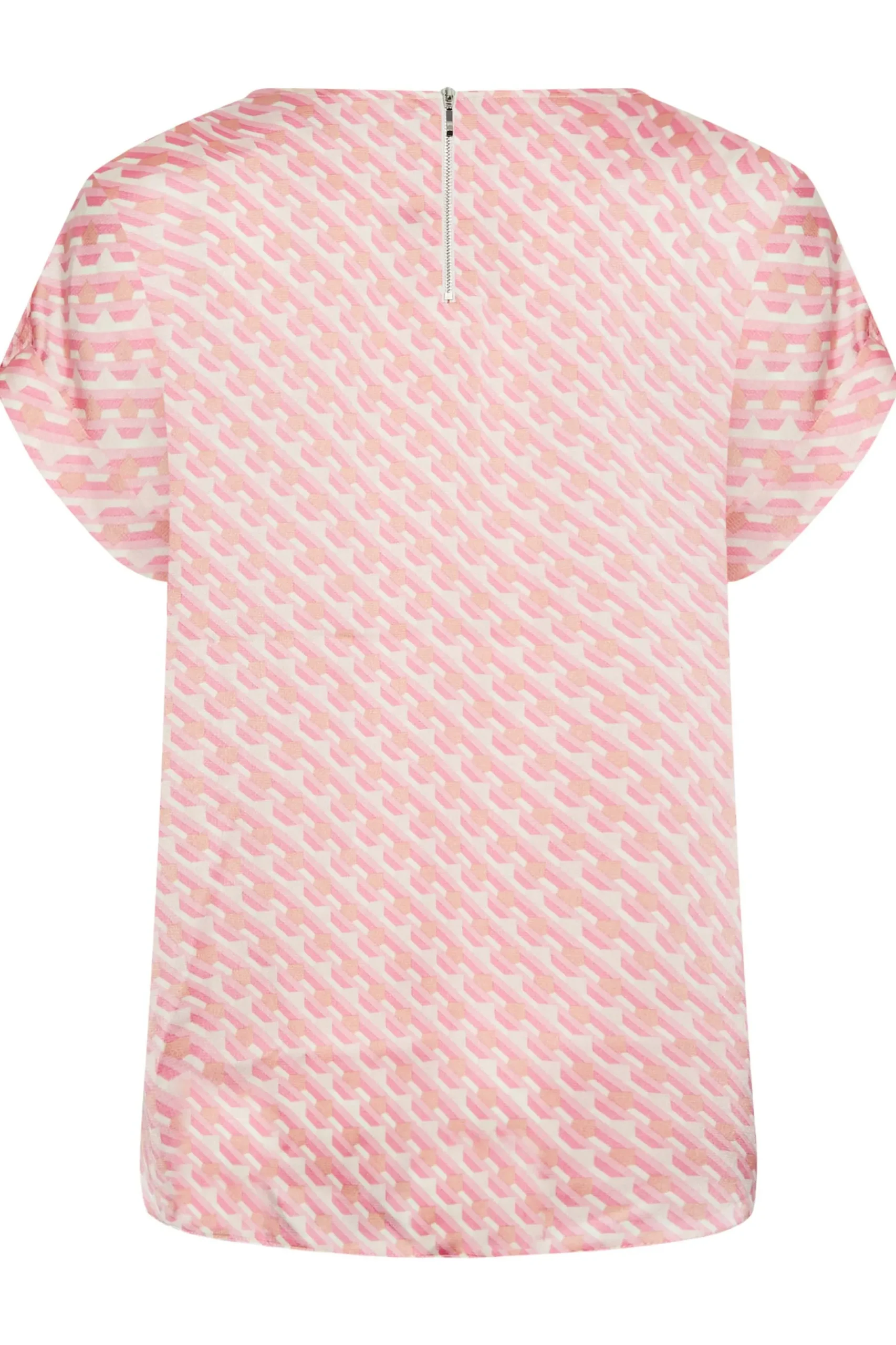 M&Co Womens Pink Geometric Print Blouse>Women Short Sleeve Tops