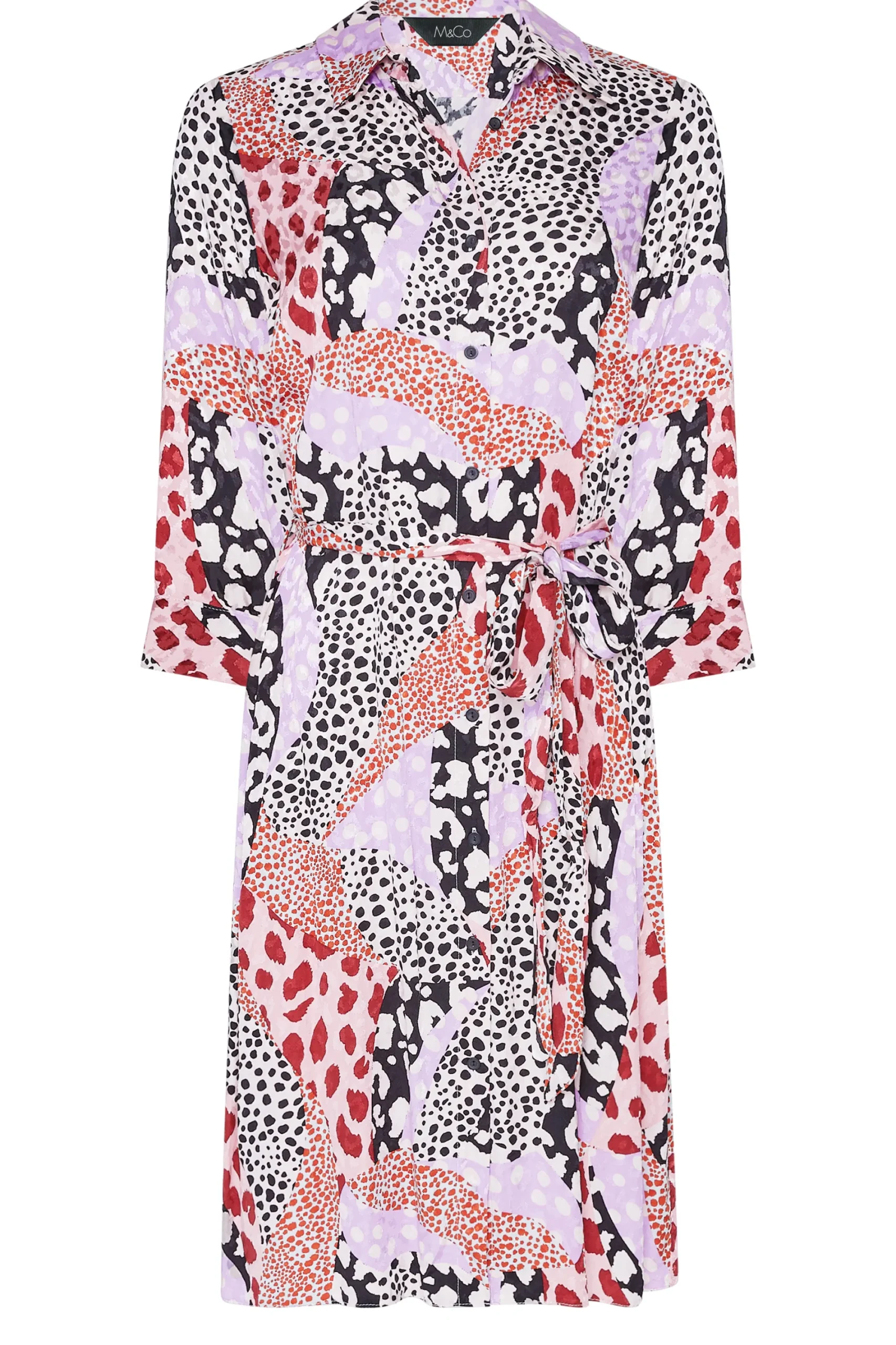 M&Co Womens Pink Mixed Animal Print Shirt Dress>Women Shirt Dresses