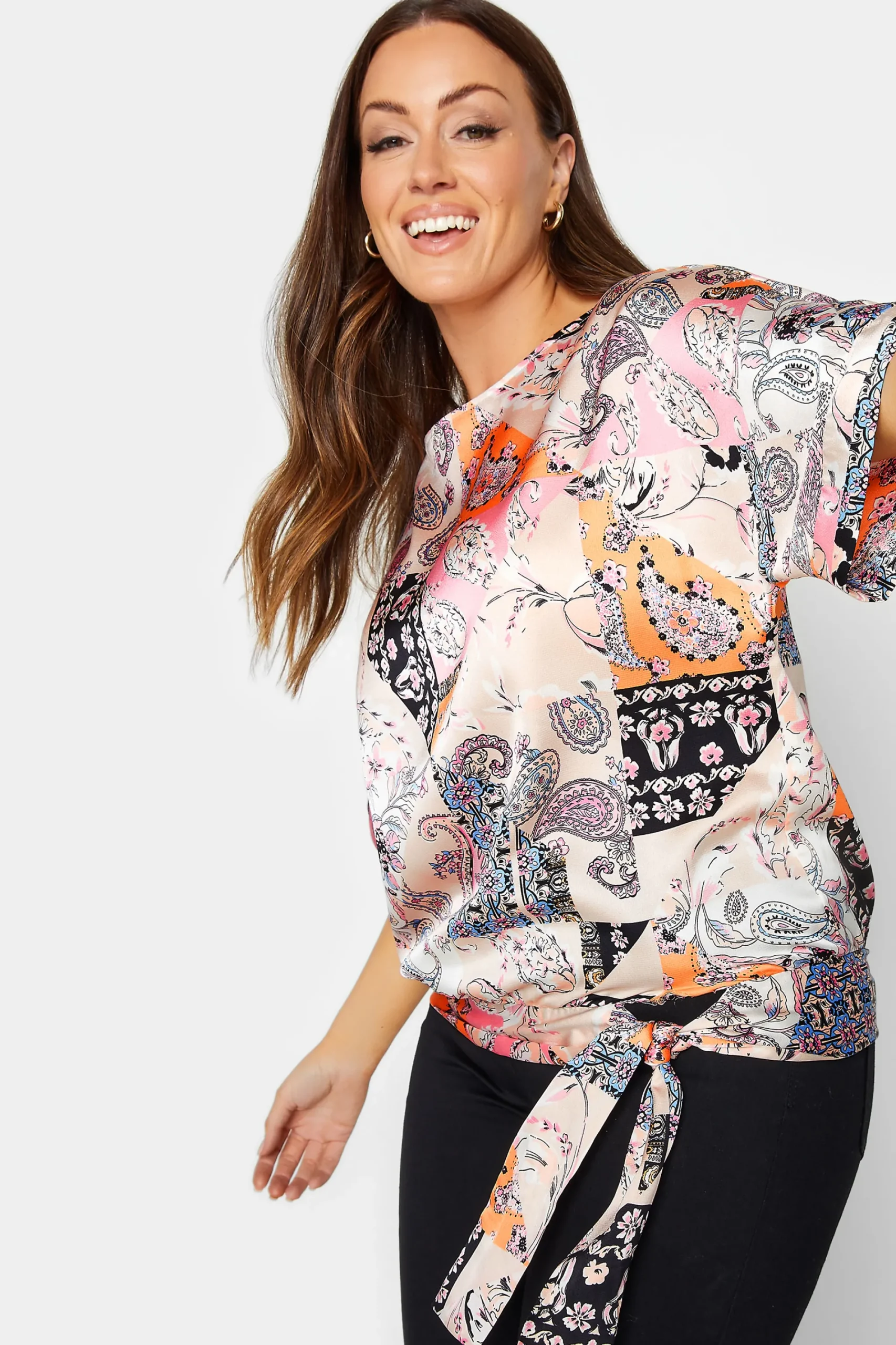 M&Co Womens Pink Paisley Print Short Sleeve Blouse>Women Short Sleeve Tops
