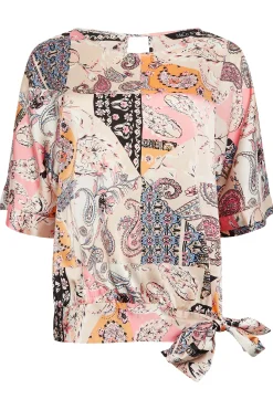 M&Co Womens Pink Paisley Print Short Sleeve Blouse><noscript><img width=