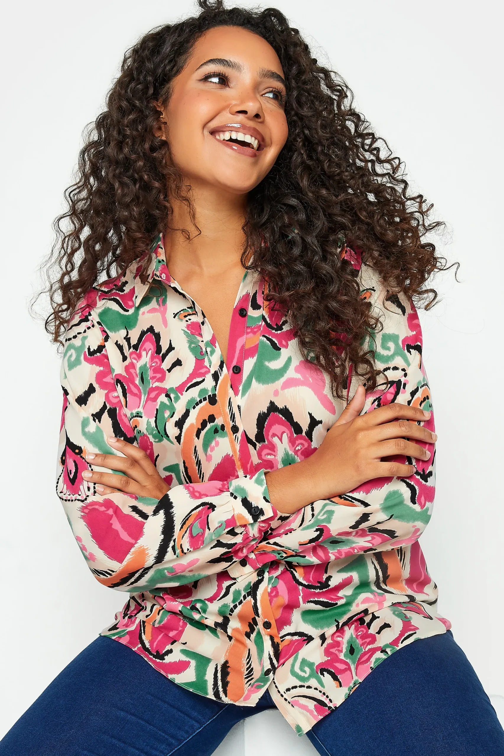 M&Co Womens Pink Paisley Print Long Sleeve Shirt>Women Shirts