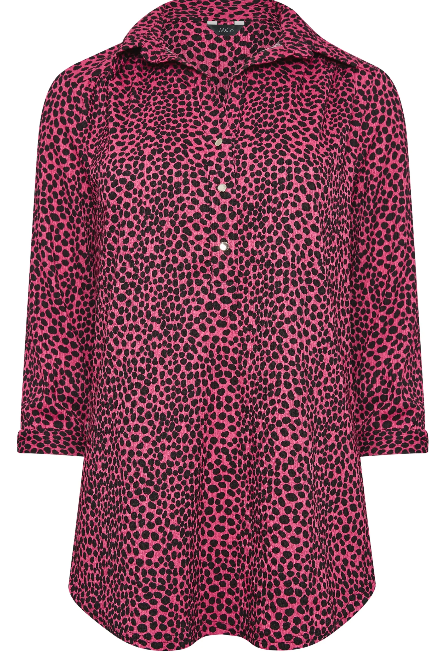 M&Co Womens Pink Spot Print Half Placket Jersey Shirt>Women Shirts