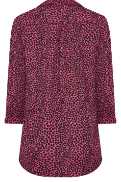 M&Co Womens Pink Spot Print Half Placket Jersey Shirt><noscript><img width=