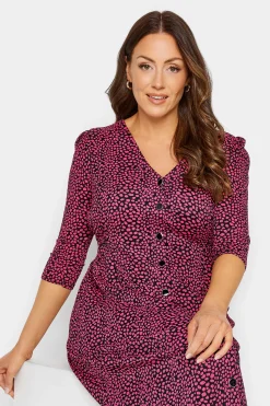M&Co Womens Pink Spot Print Button Through Midi Dress><noscript><img width=