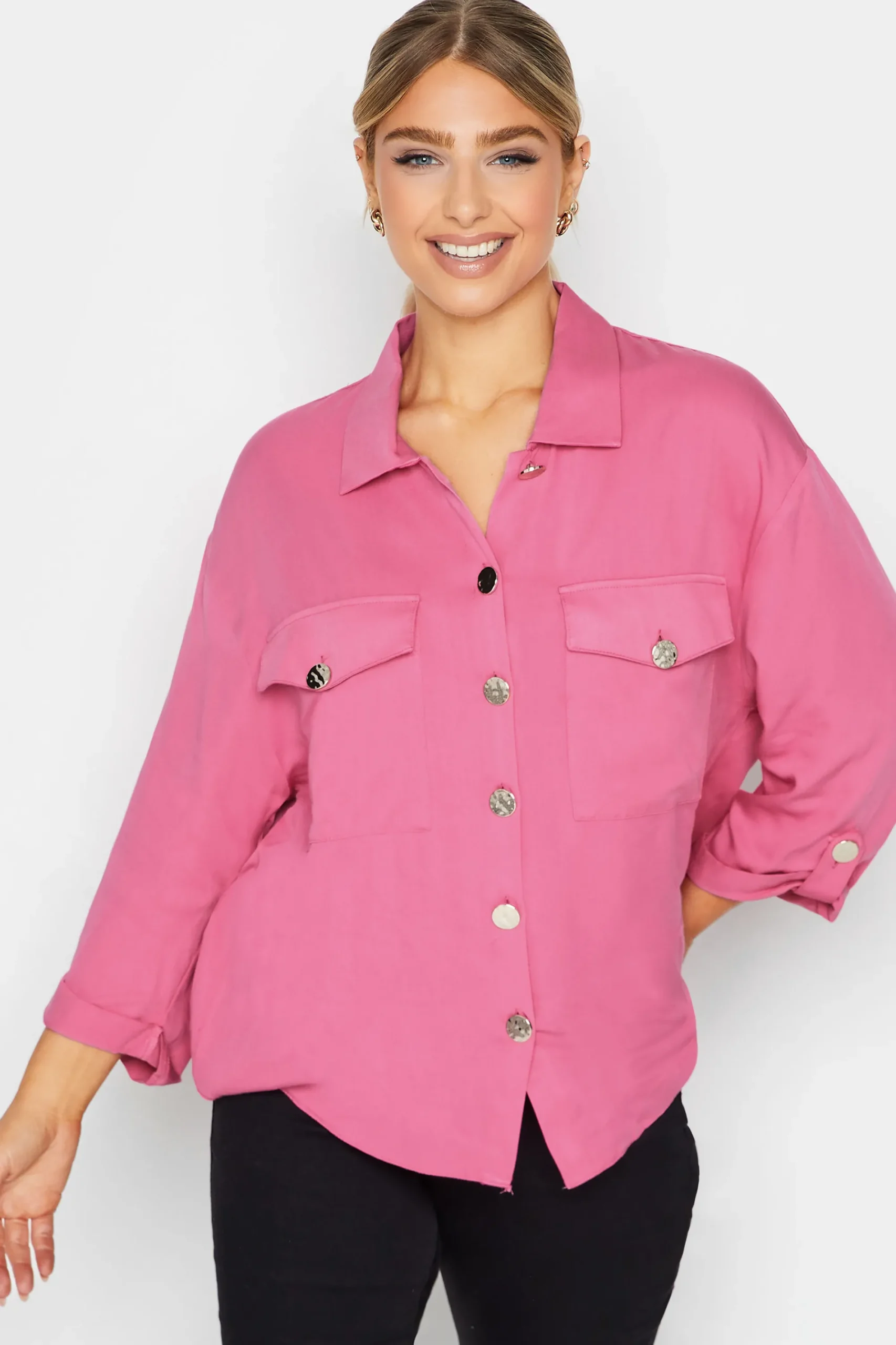M&Co Womens Pink Statement Button Shirt>Women Shirts