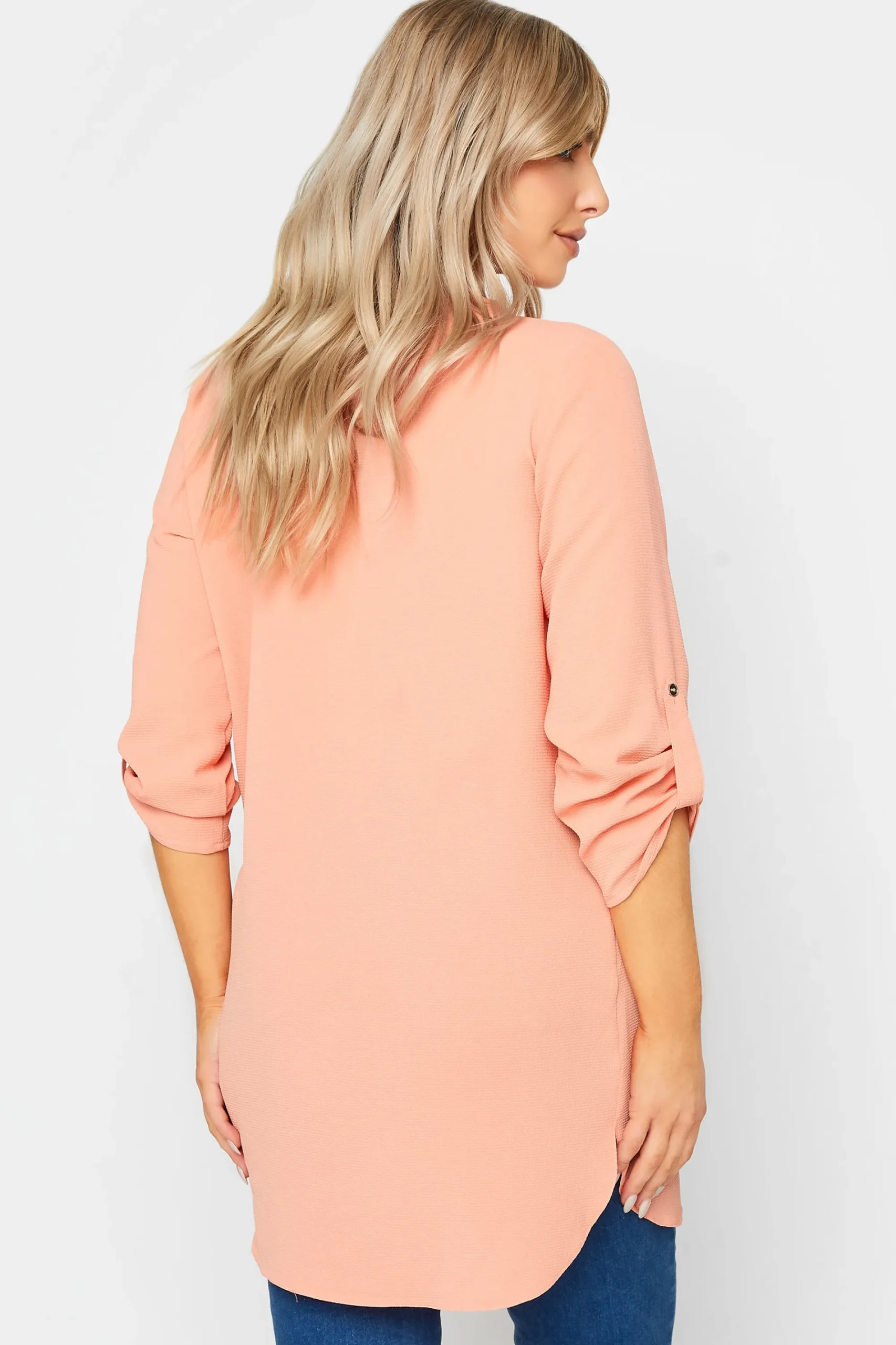 M&Co Womens Pink Statement Button Tab Sleeve Shirt>Women Shirts