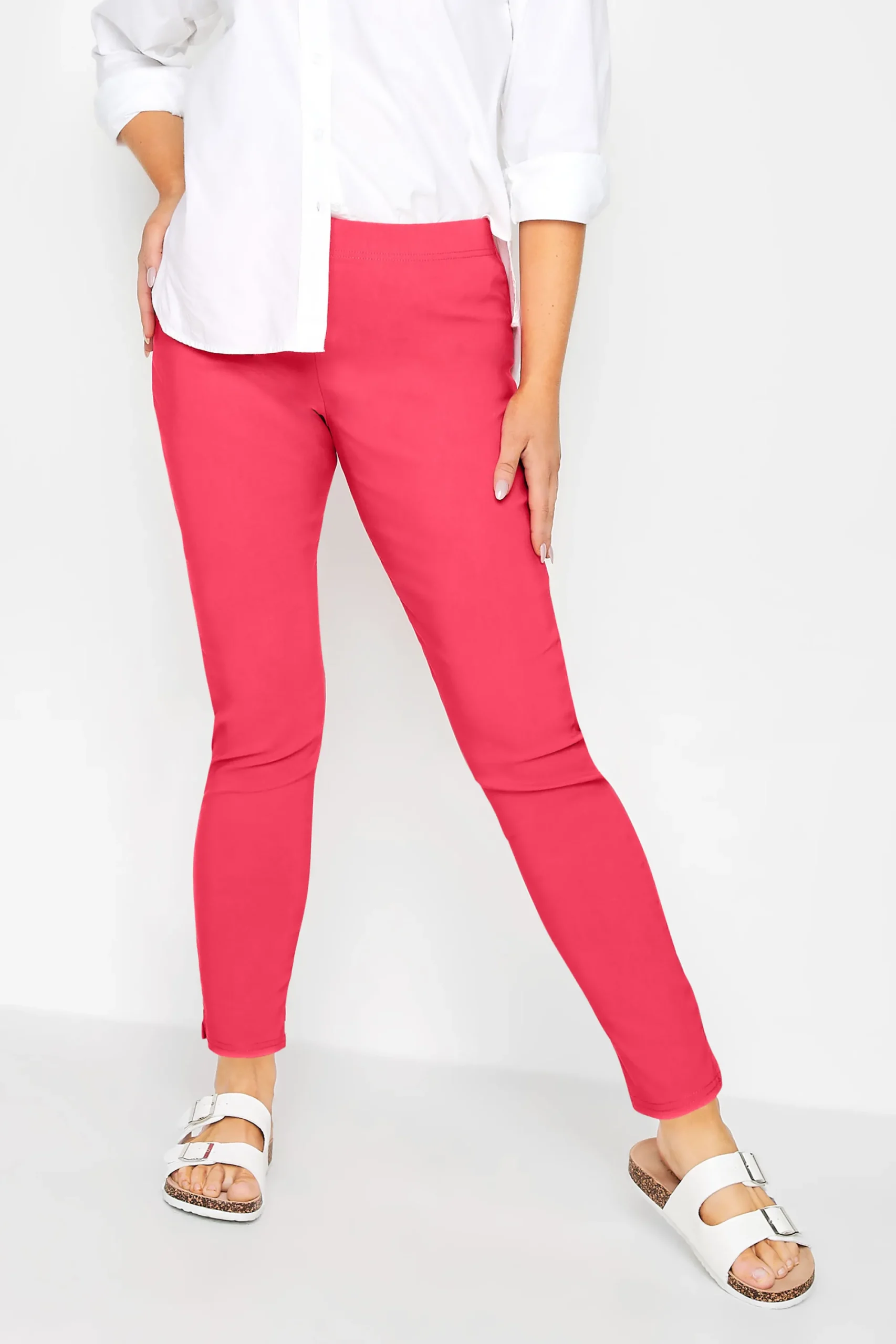 M&Co Womens Pink Stretch Bengaline Trousers>Women Trousers
