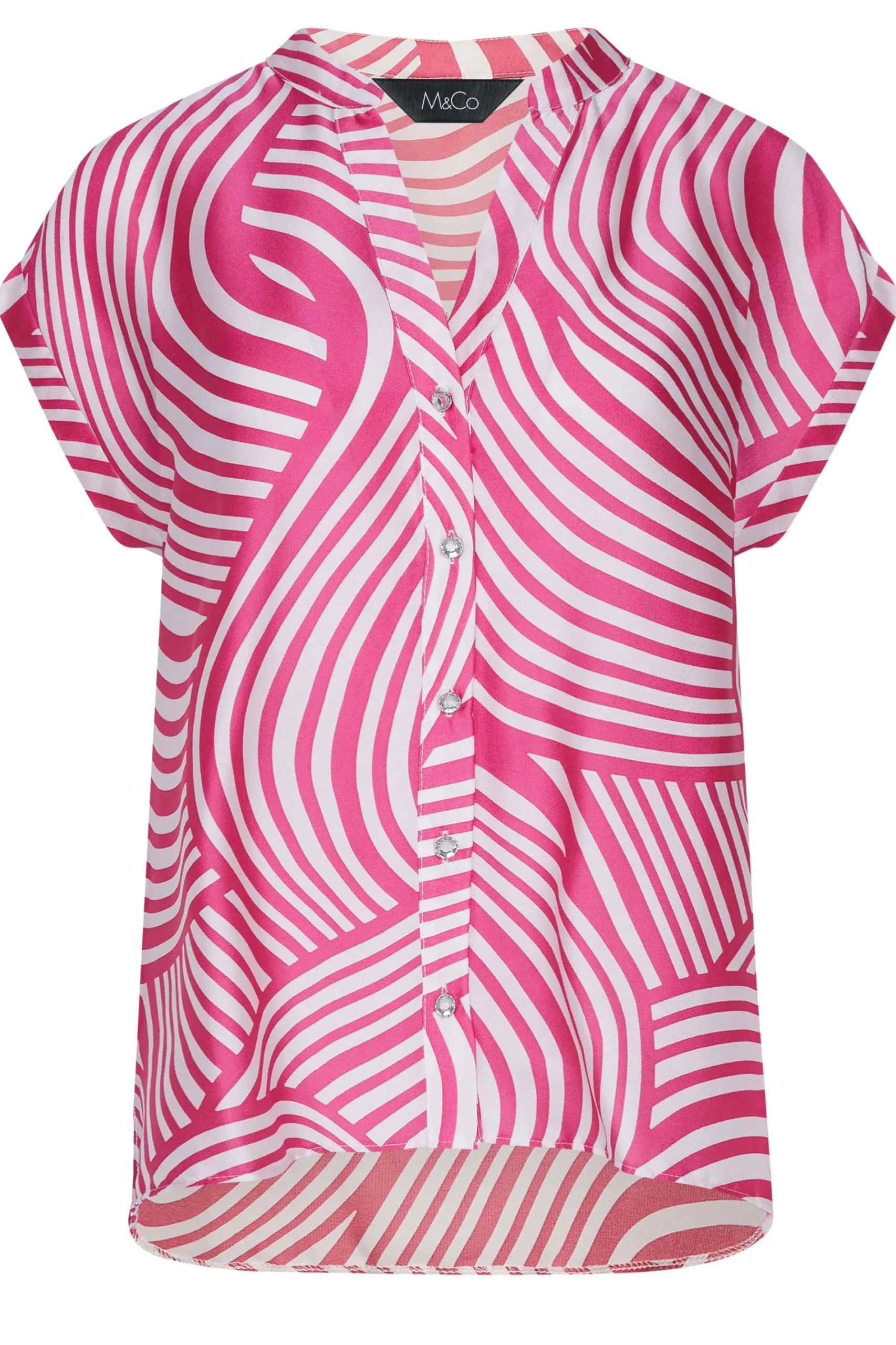 M&Co Womens Pink Swirl Print Shirt>Women Short Sleeve Tops
