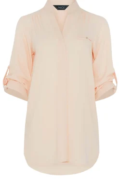 M&Co Womens Pink Tab Sleeve Blouse>Women Shirts