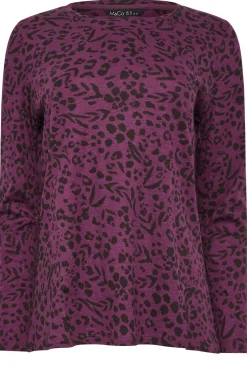 M&Co Womens Purple Animal Print Long Sleeve Cotton Top><noscript><img width=