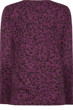 M&Co Womens Purple Animal Print Long Sleeve Cotton Top><noscript><img width=