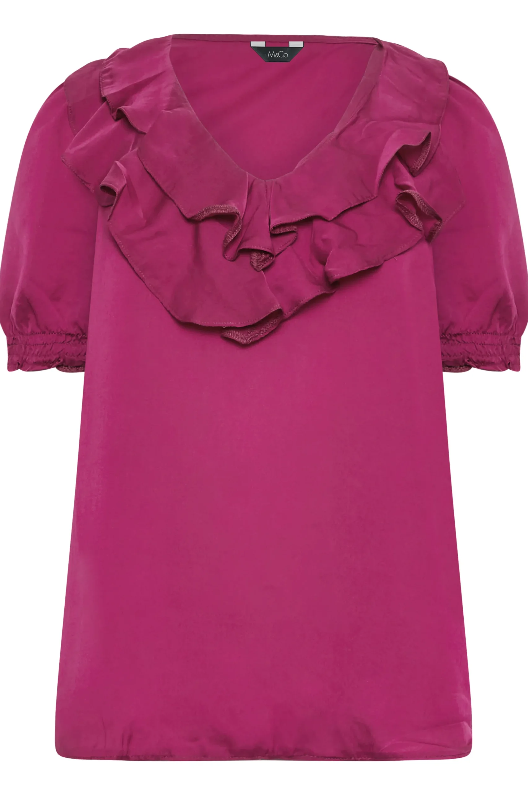 M&Co Womens Purple Frill Front Blouse>Women Short Sleeve Tops