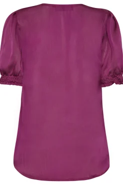 M&Co Womens Purple Frill Front Satin Blouse><noscript><img width=