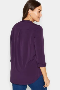 M&Co Womens Purple Half Placket Shirt><noscript><img width=