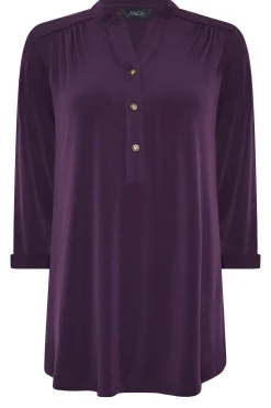M&Co Womens Purple Half Placket Shirt><noscript><img width=