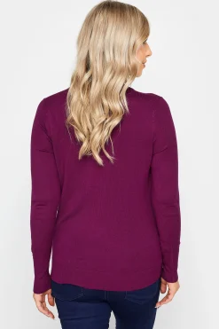 M&Co Womens Purple Long Sleeve V-Neck Jumper><noscript><img width=